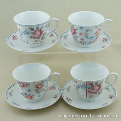 220cc tea cup and saucer, flower design, new item, 4 designs